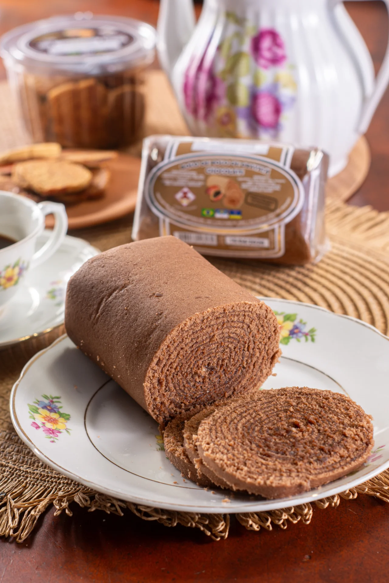 Bolo de rolo de chocolate
